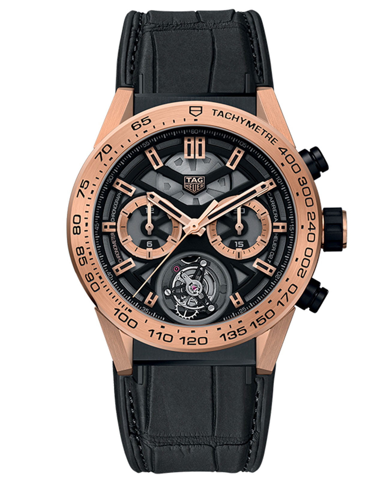 TAG Heuer TAG Heuer Carrera CAR5A5V.FC6377  CAR5A5V.FC6377 механические мужские часы  циферблат, браслет кожа + каучук — вид спереди