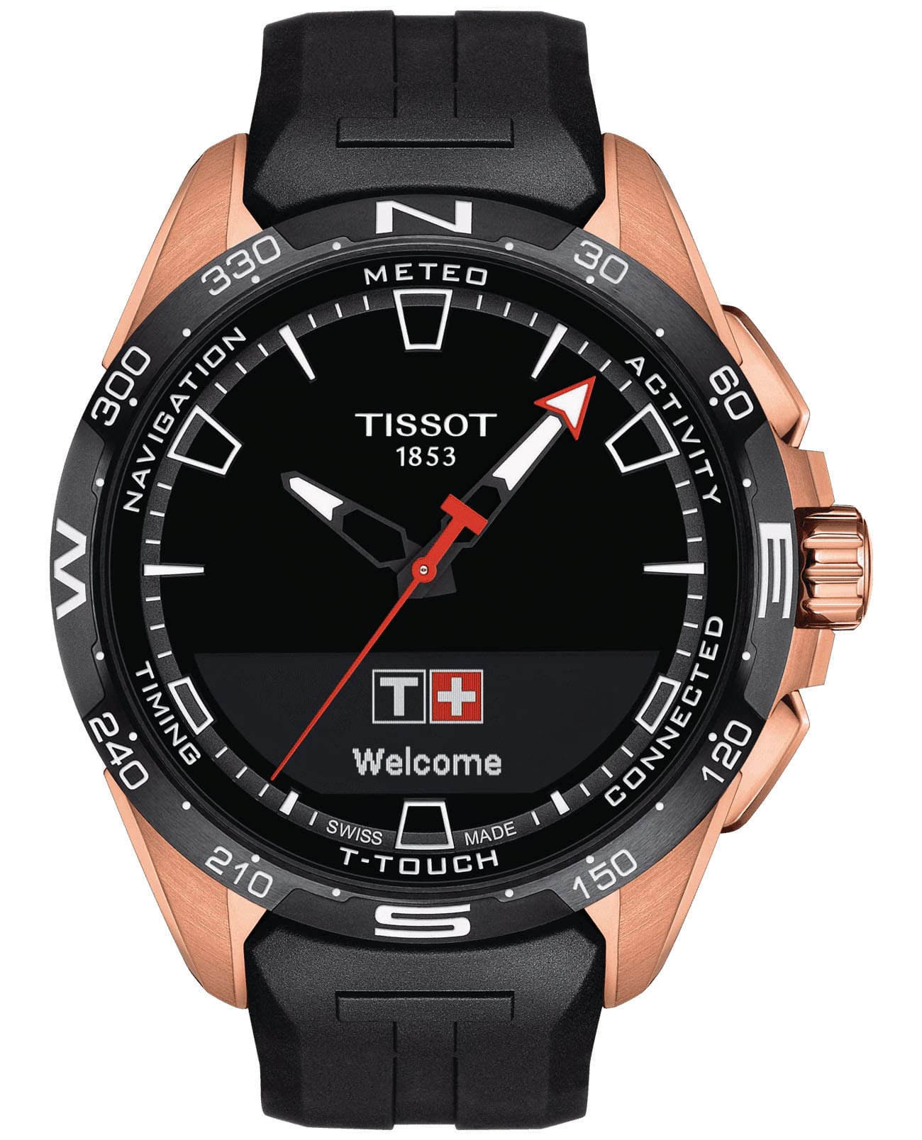 Tissot Tissot T-Touch Connect Solar T121.420.47.051.02 T Touch T1214204705102 кварцевые мужские часы серый циферблат, браслет каучук — вид спереди