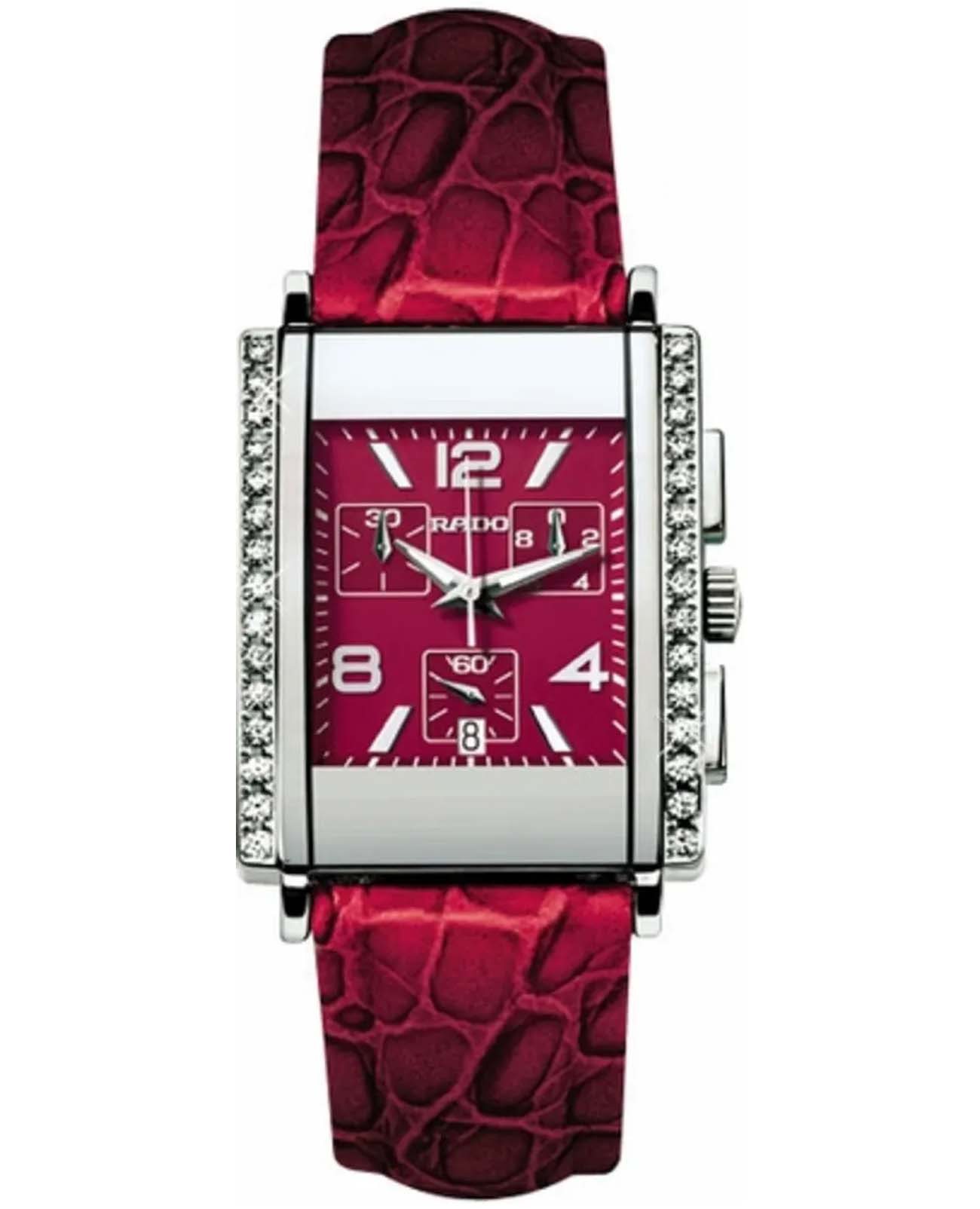 Rado Rado Integral R20670305  R20670305 кварцевые мужские часы красный циферблат, браслет кожаный — вид спереди