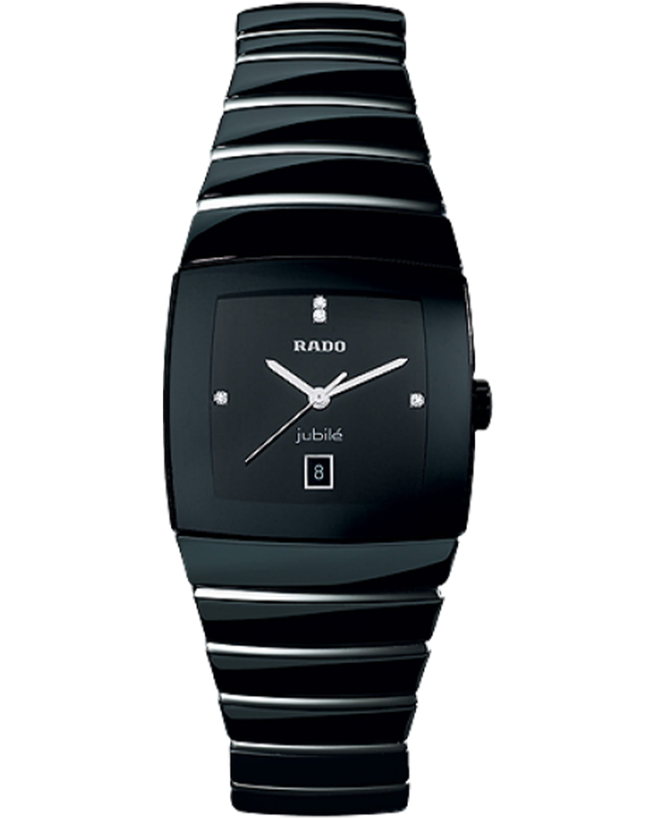 Rado Rado Sintra R13724709  R13724709 кварцевые мужские часы черный циферблат, браслет керамика — вид спереди