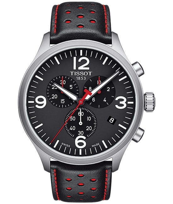 Tissot Tissot Chrono XL T116.617.16.057.02 Chrono XL T1166171605702 кварцевые мужские часы черный циферблат, браслет кожаный — вид спереди