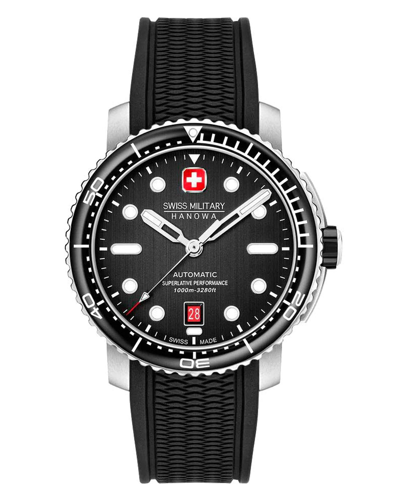 Swiss Military Hanowa Swiss Military Hanowa Maitre Plongeur SMWGL0002001-SET механические мужские часы часы крупный план черный циферблата