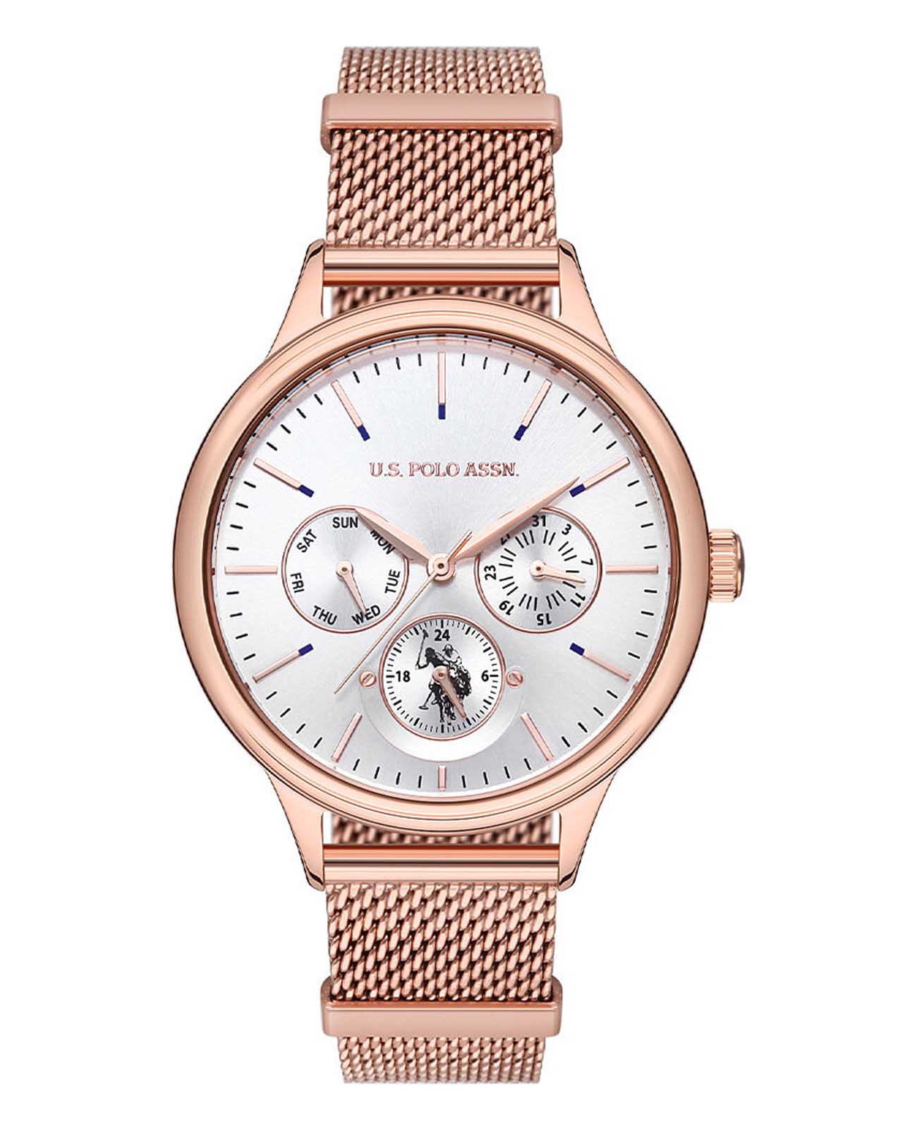 U.S. Polo Assn. U.S. Polo Assn USPA2010-01  USPA2010-01 кварцевые женские часы серебристый циферблат, браслет нержавеющая сталь с ip-покрытием — вид спереди