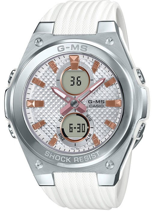 Casio Casio Baby-G MSG-C100-7A  MSG-C100-7AER кварцевые женские часы белый циферблат, браслет пластик — вид спереди