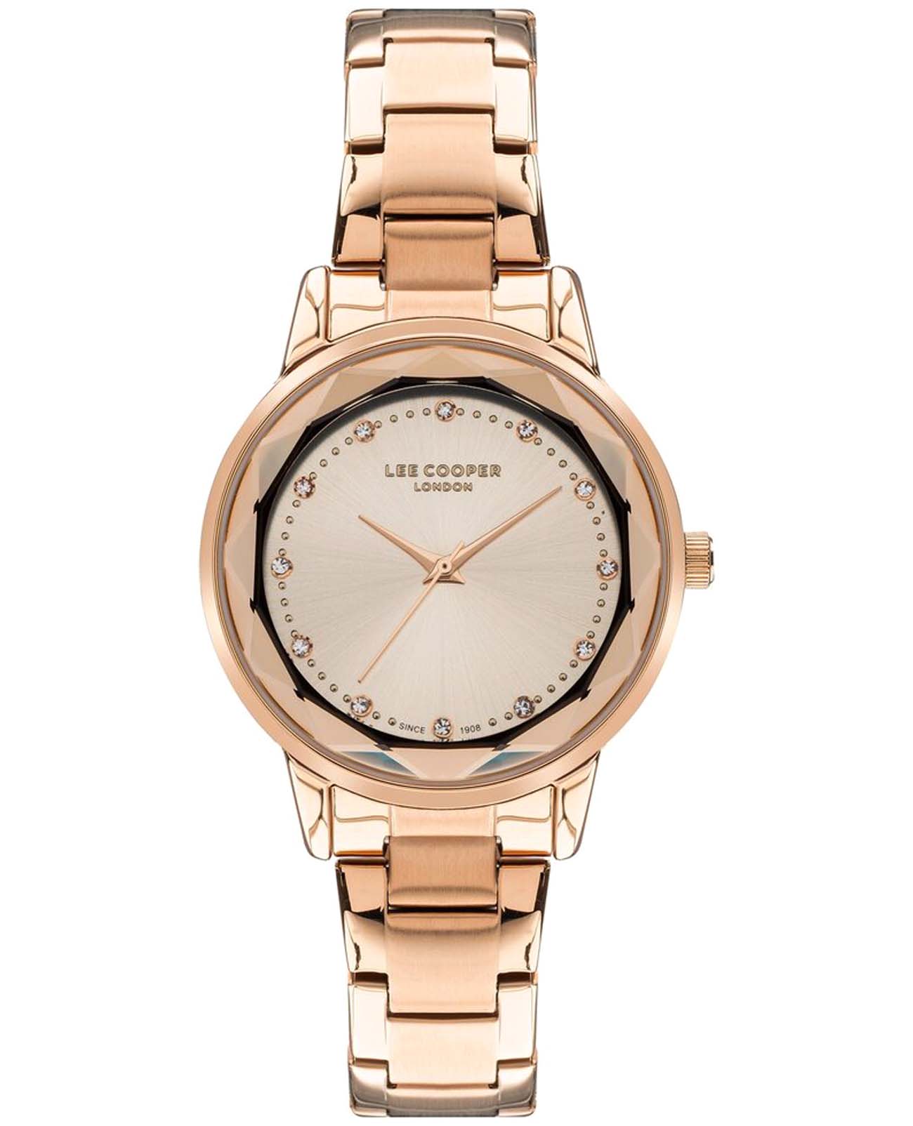 Lee Cooper Lee Cooper LC07501.410  LC07501.410 кварцевые женские часы золотой циферблат, браслет нержавеющая сталь с ip-покрытием — вид спереди