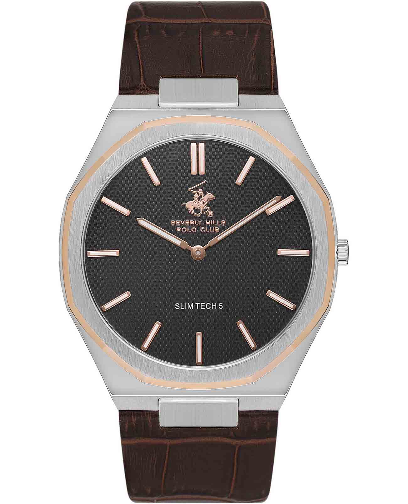 Beverly Hills Polo Club Beverly Hills Polo Club Quartz BP3607X.564  BP3607X.564 кварцевые мужские часы черный циферблат, браслет кожаный — вид спереди