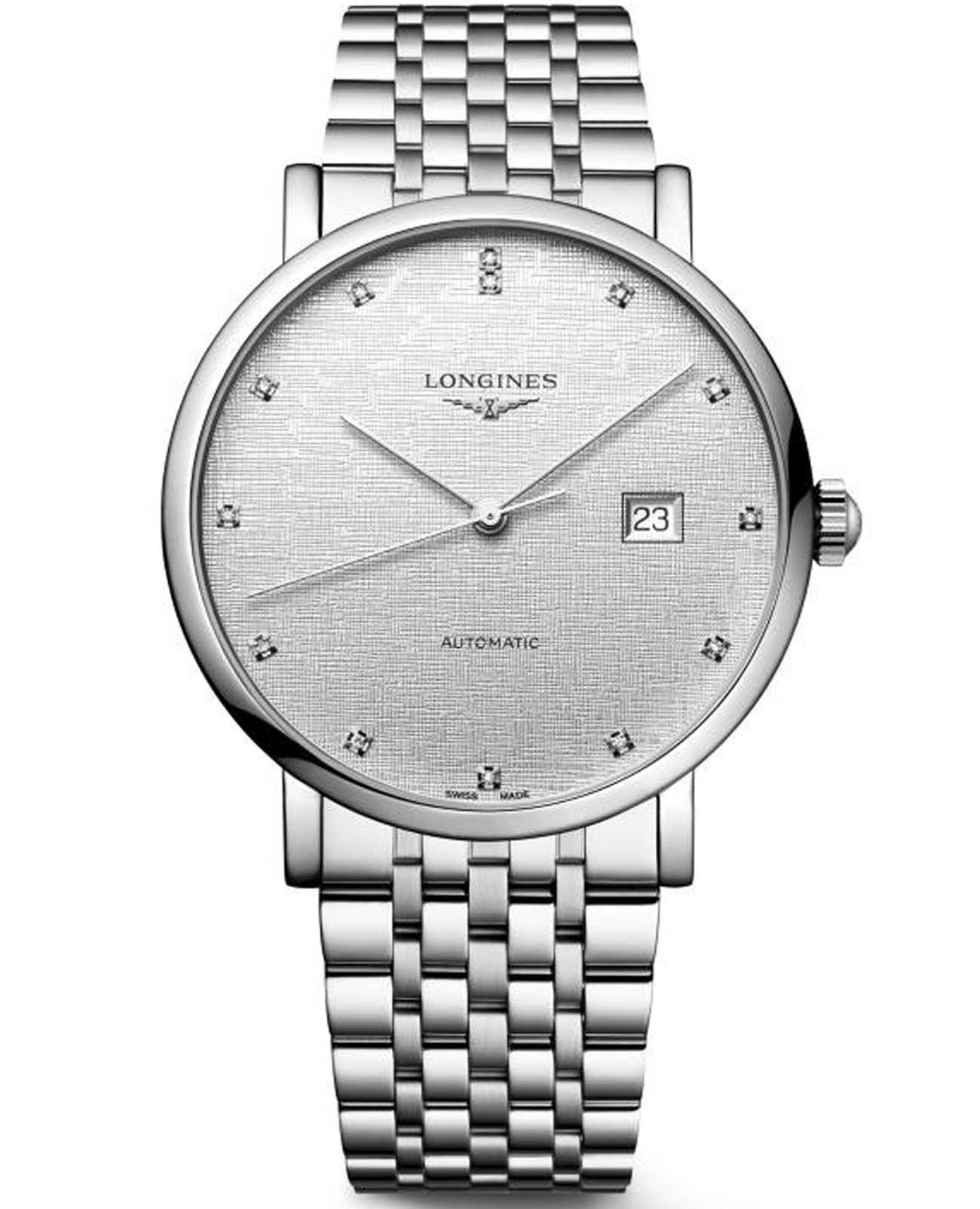 Longines Longines Elegant Collection L4.911.4.77.6  L49114776 механические мужские часы серебристый циферблат, браслет нержавеющая сталь — вид спереди