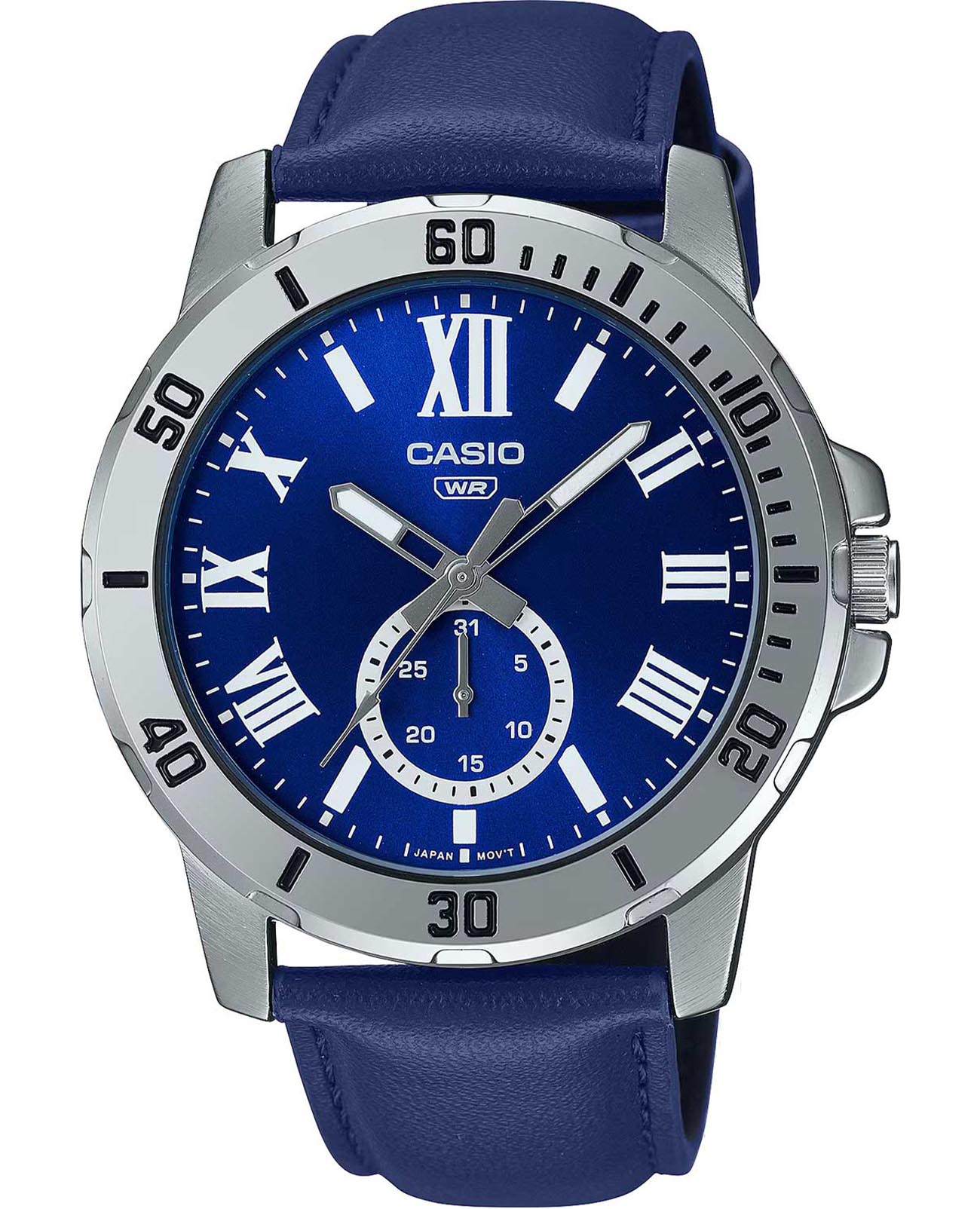 Casio Casio Collection MTP-VD200L-2B  MTP-VD200L-2B кварцевые мужские часы синий циферблат, браслет кожаный — вид спереди