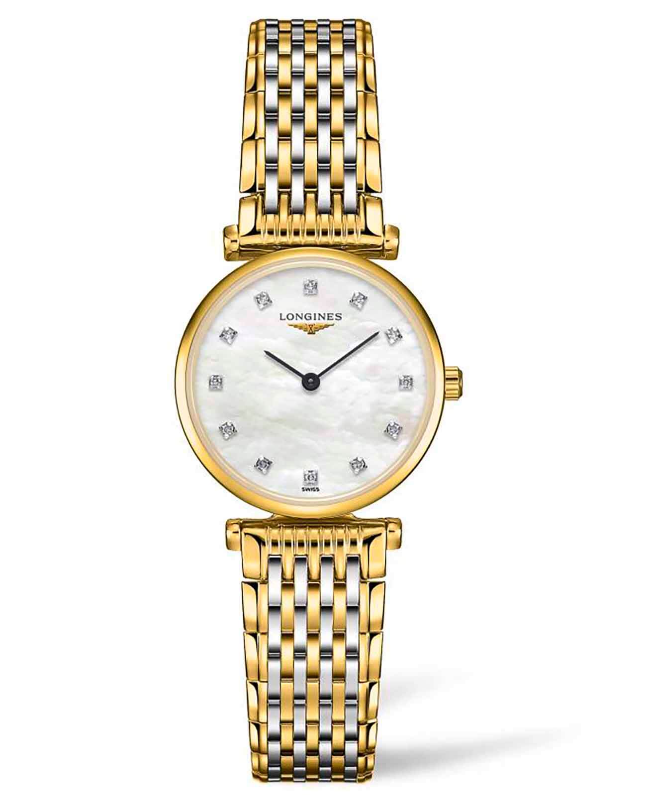 Longines Longines La Grande Classique L4.209.2.87.7  L42092877 кварцевые женские часы перламутровый циферблат, браслет сталь c pvd покрытием — вид спереди