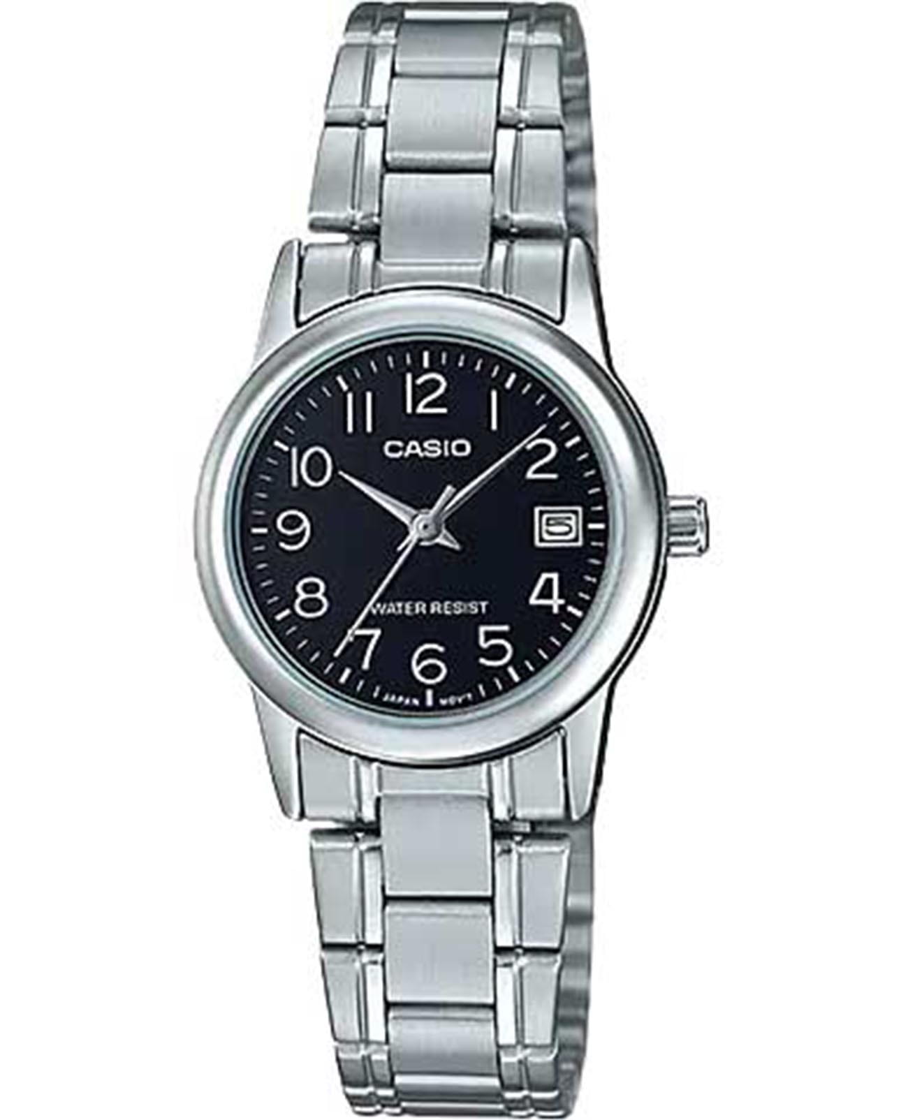 Casio Casio Collection LTP-V002D-1B  LTP-V002D-1B кварцевые женские часы черный циферблат, браслет нержавеющая сталь — вид спереди