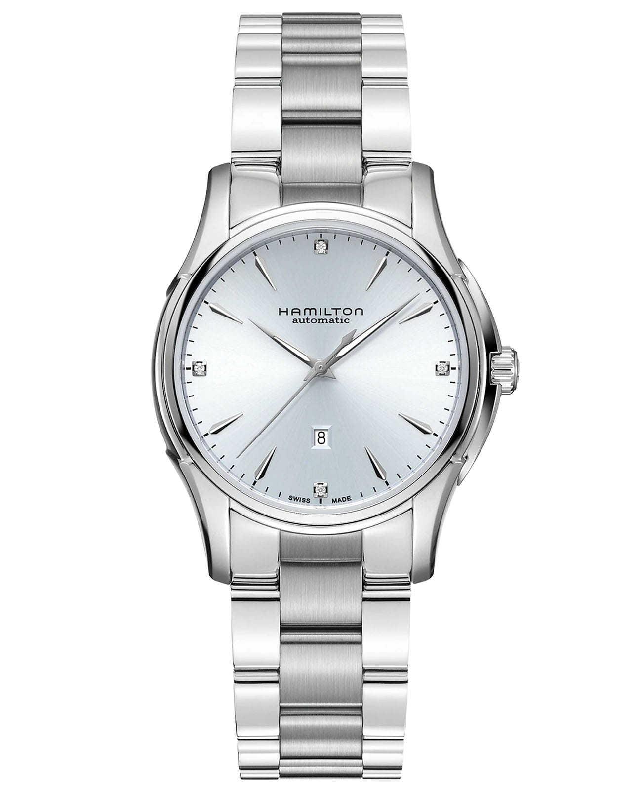 Hamilton Hamilton Jazzmaster Lady Auto H32315142  H32315142 механические женские часы синий циферблат, браслет нержавеющая сталь — вид спереди