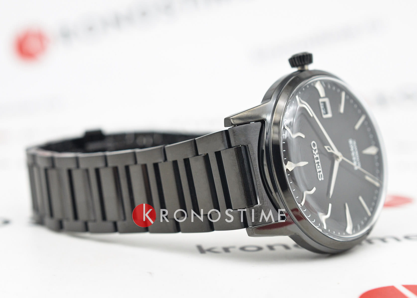 Seiko Seiko Presage SRPJ15J1, presage япония мужские часы на браслете нержавеющая сталь с pvd-покрытием боковой вид