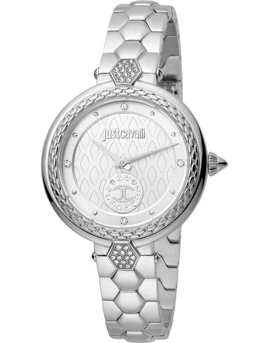 Just Cavalli Just Cavalli JC1L128M0055  JC1L128M0055 кварцевые женские часы серебристый циферблат, браслет нержавеющая сталь — вид спереди