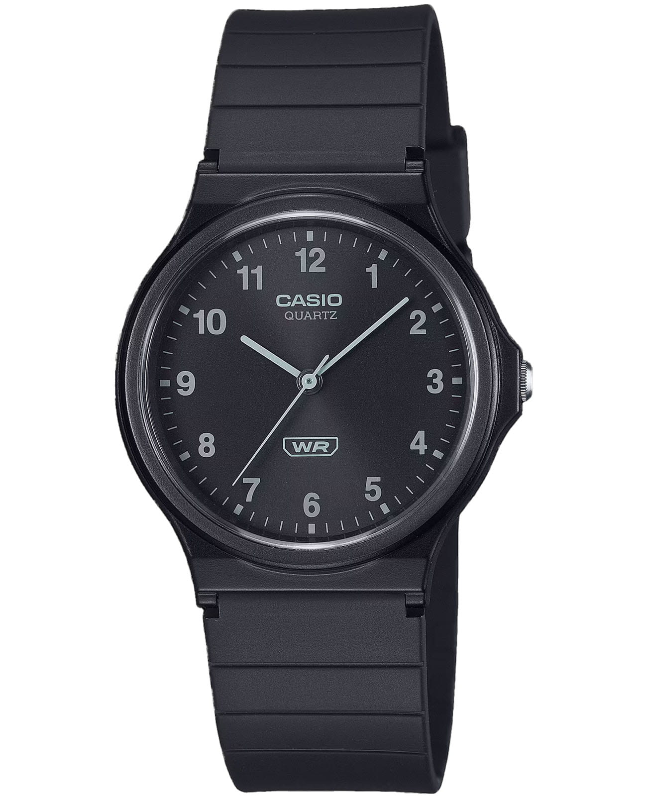 Casio Casio Collection MQ-24B-1B  MQ-24B-1B кварцевые женские часы черный циферблат, браслет пластик — вид спереди
