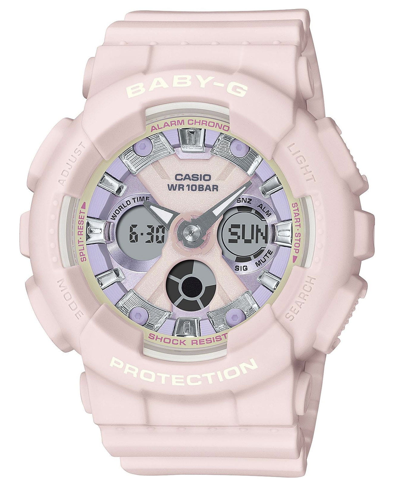 Casio Casio Baby-G BA-130WP-4A  BA-130WP-4A кварцевые женские часы розовый циферблат, браслет пластик — вид спереди