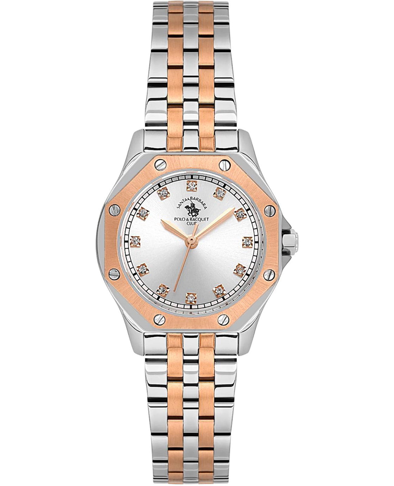Santa Barbara Polo & Racquet Club Santa Barbara Polo & Racquet Club Unique SB.1.10637-6  SB.1.10637-6 кварцевые женские часы серебристый циферблат, браслет нержавеющая сталь с ip-покрытием — вид спереди