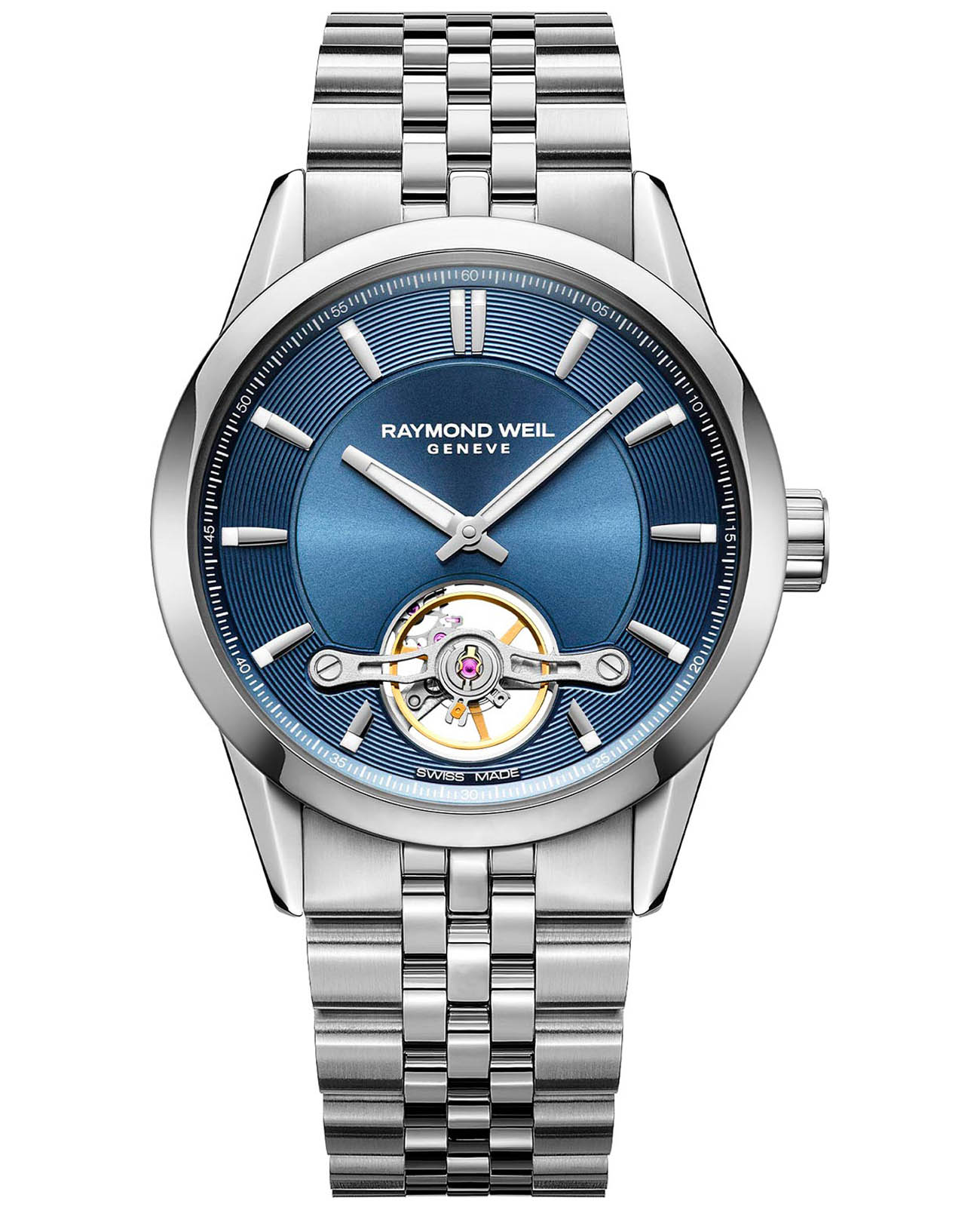 Raymond Weil Raymond Weil Freelancer 2781-ST-50051  2781-ST-50051 механические мужские часы синий циферблат, браслет нержавеющая сталь — вид спереди