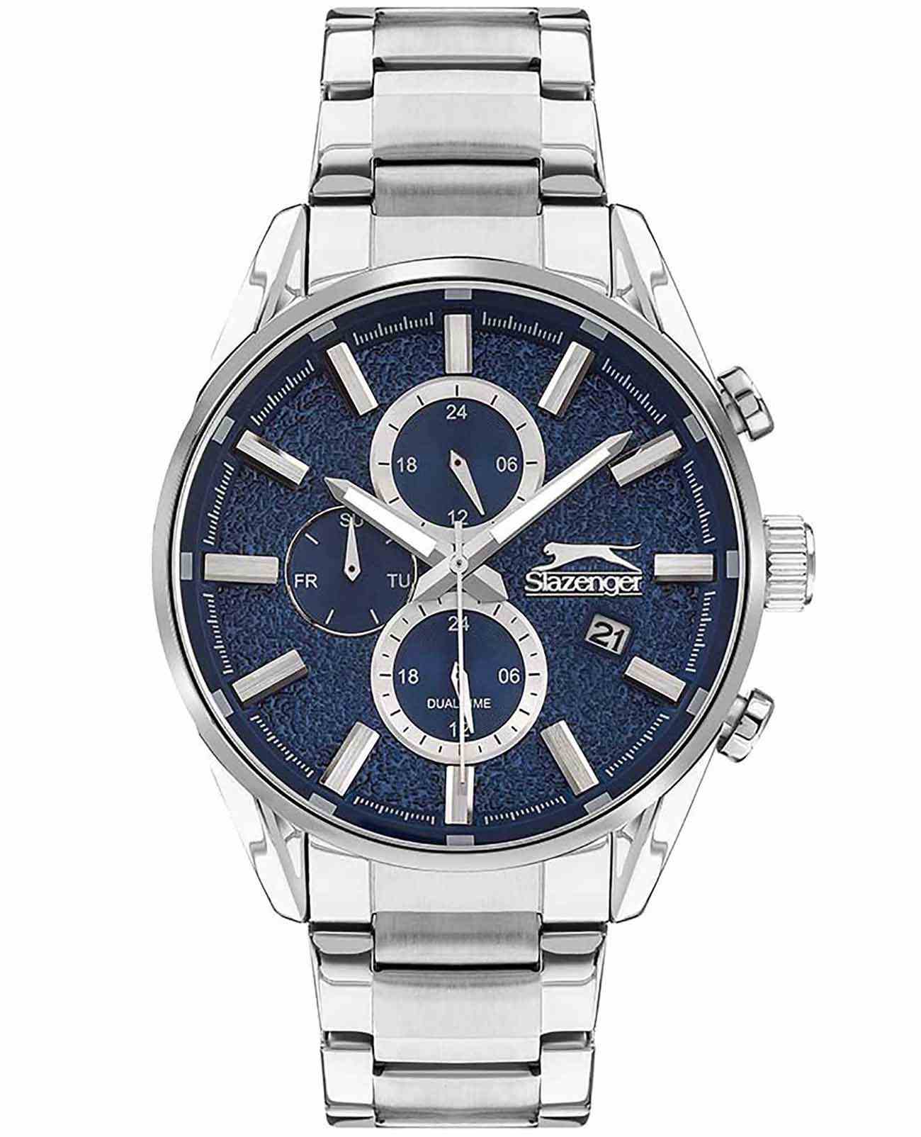 Slazenger Slazenger SL.09.2059.2.02  SL.09.2059.2.02 кварцевые мужские часы синий циферблат, браслет суперметалл — вид спереди