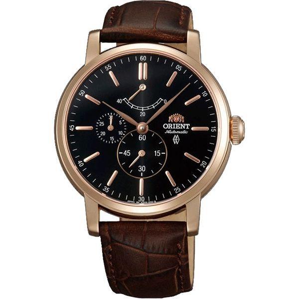 Orient Orient EZ09001B (FEZ09001B)  FEZ09001B механические мужские часы черный циферблат, браслет кожа + текстиль — вид спереди