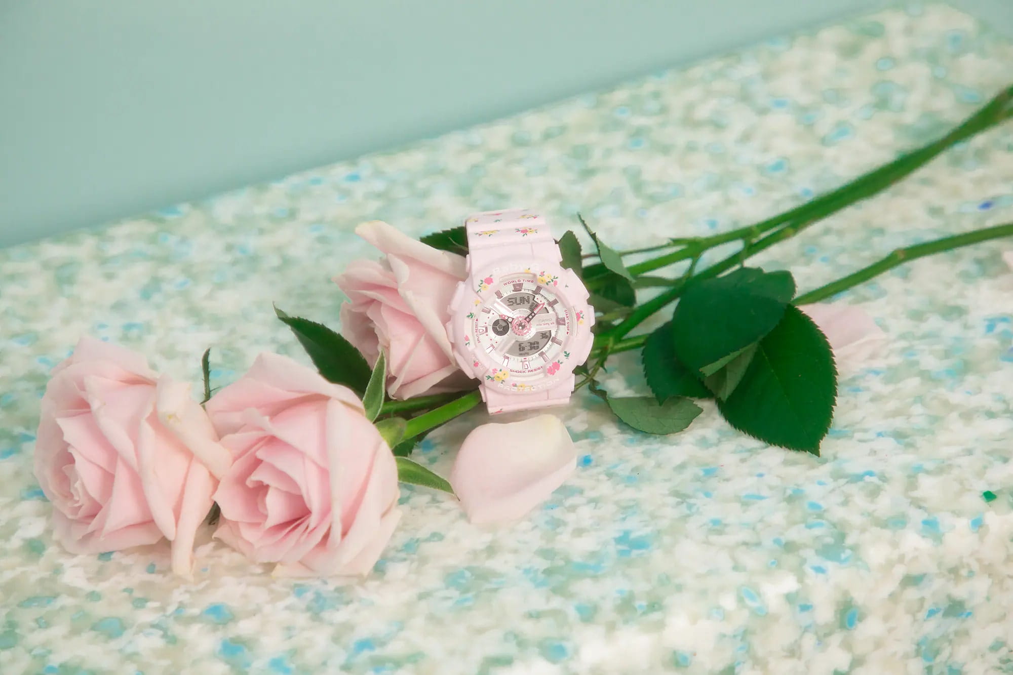 Casio Casio Baby-G BA-110LSB-4ADR кварцевые женские часы часы крупный план розовый циферблата