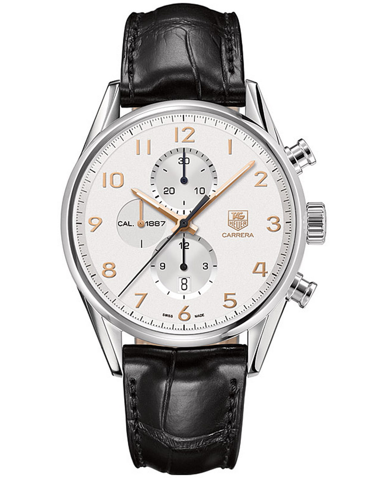 TAG Heuer TAG Heuer Carrera CAR2012.FC6235  CAR2012.FC6235 механические мужские часы белый циферблат, браслет кожаный — вид спереди