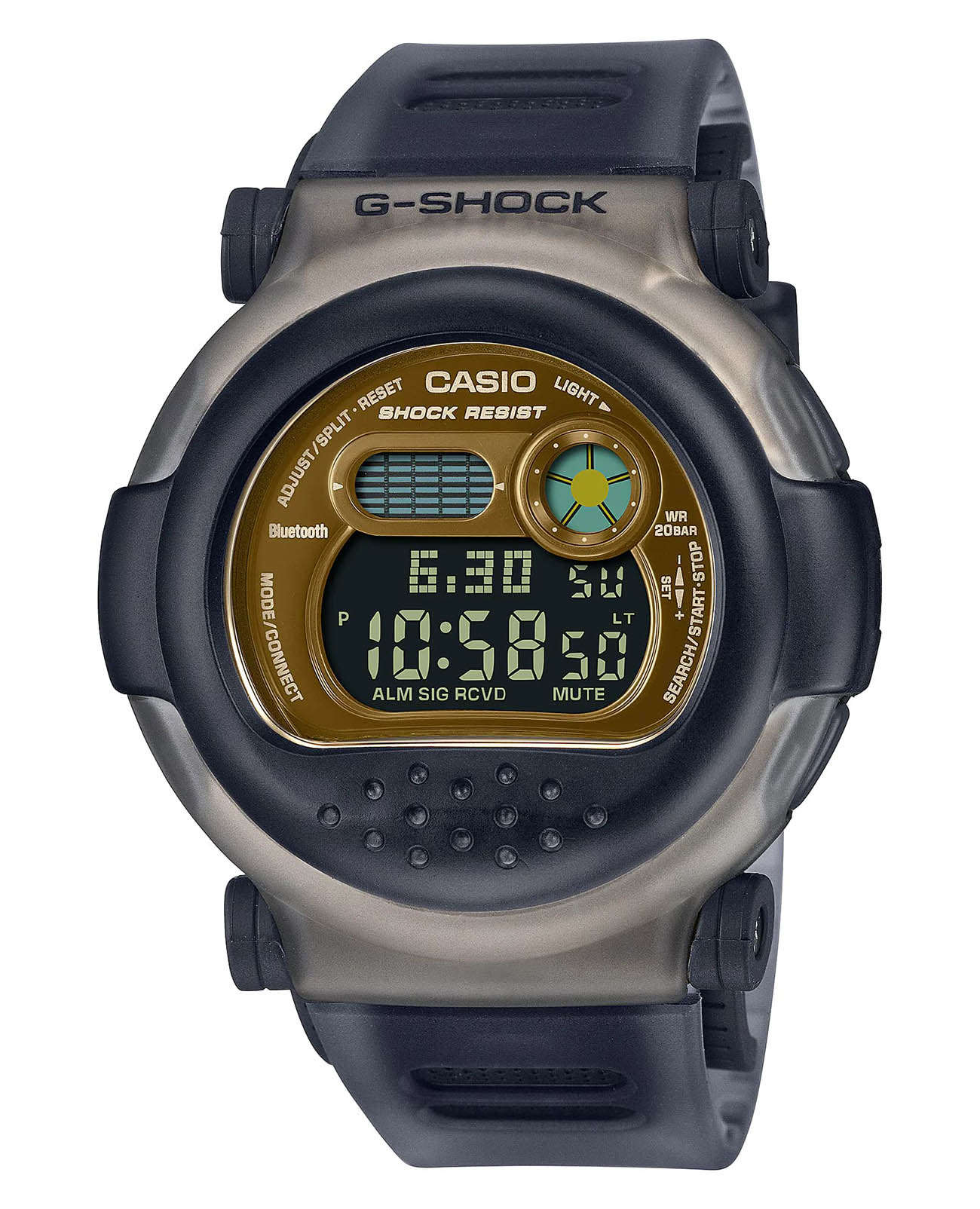 Casio Casio G-Shock G-B001MVB-8DR (G-B001MVB-8) G G-B001MVB-8 электронные мужские часы серый циферблат, браслет пластик — вид спереди