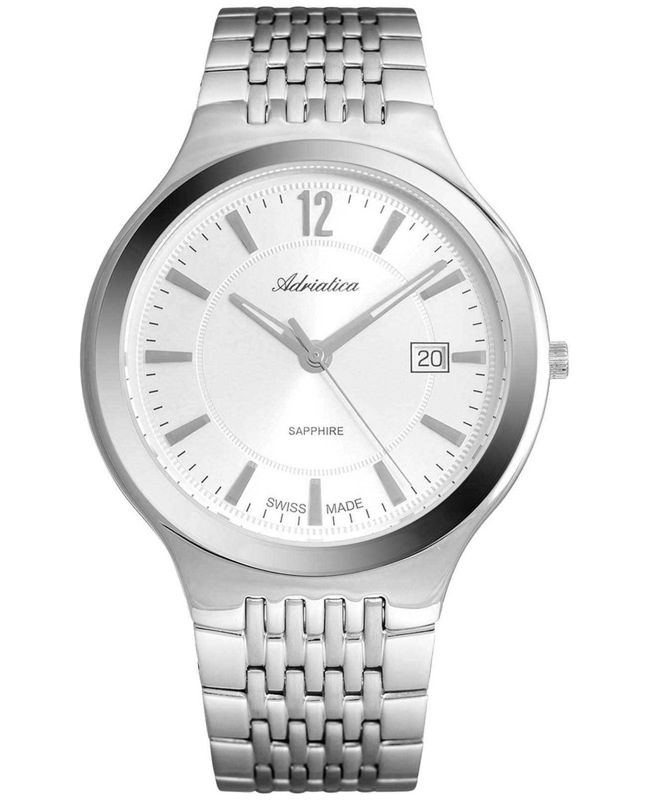 Adriatica Adriatica Premiere A8296.5153Q  A8296.5153Q кварцевые мужские часы белый циферблат, браслет нержавеющая сталь — вид спереди