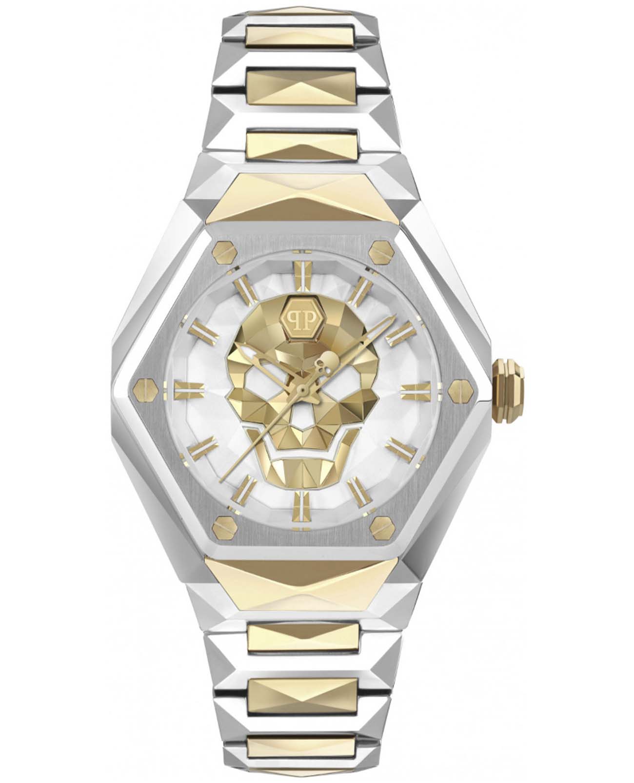 Philipp Plein Philipp Plein The Skull PWADA0424  PWADA0424  кварцевые женские часы  циферблат, браслет нержавеющая сталь с pvd-покрытием — вид спереди