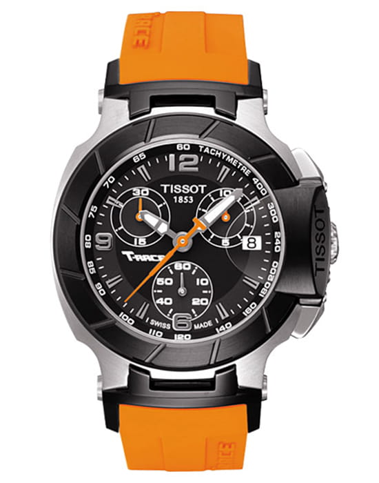 Tissot Tissot T-Sport T-Race Quartz Chronograph T048.217.27.057.00 T Race T0482172705700 кварцевые женские часы черный циферблат, браслет силикон — вид спереди