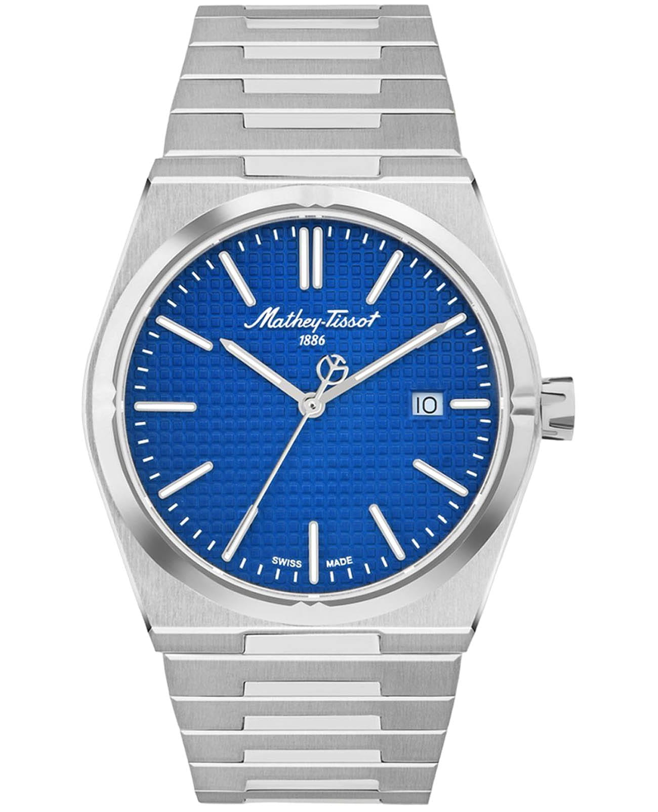 Mathey-Tissot Mathey-Tissot Zoltan H117ABU  H117ABU кварцевые мужские часы синий циферблат, браслет нержавеющая сталь — вид спереди