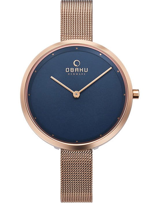 Obaku Obaku Ultra Slim V227LXVLMV  V227LXVLMV кварцевые женские часы синий циферблат, браслет сталь с ip покрытием — вид спереди