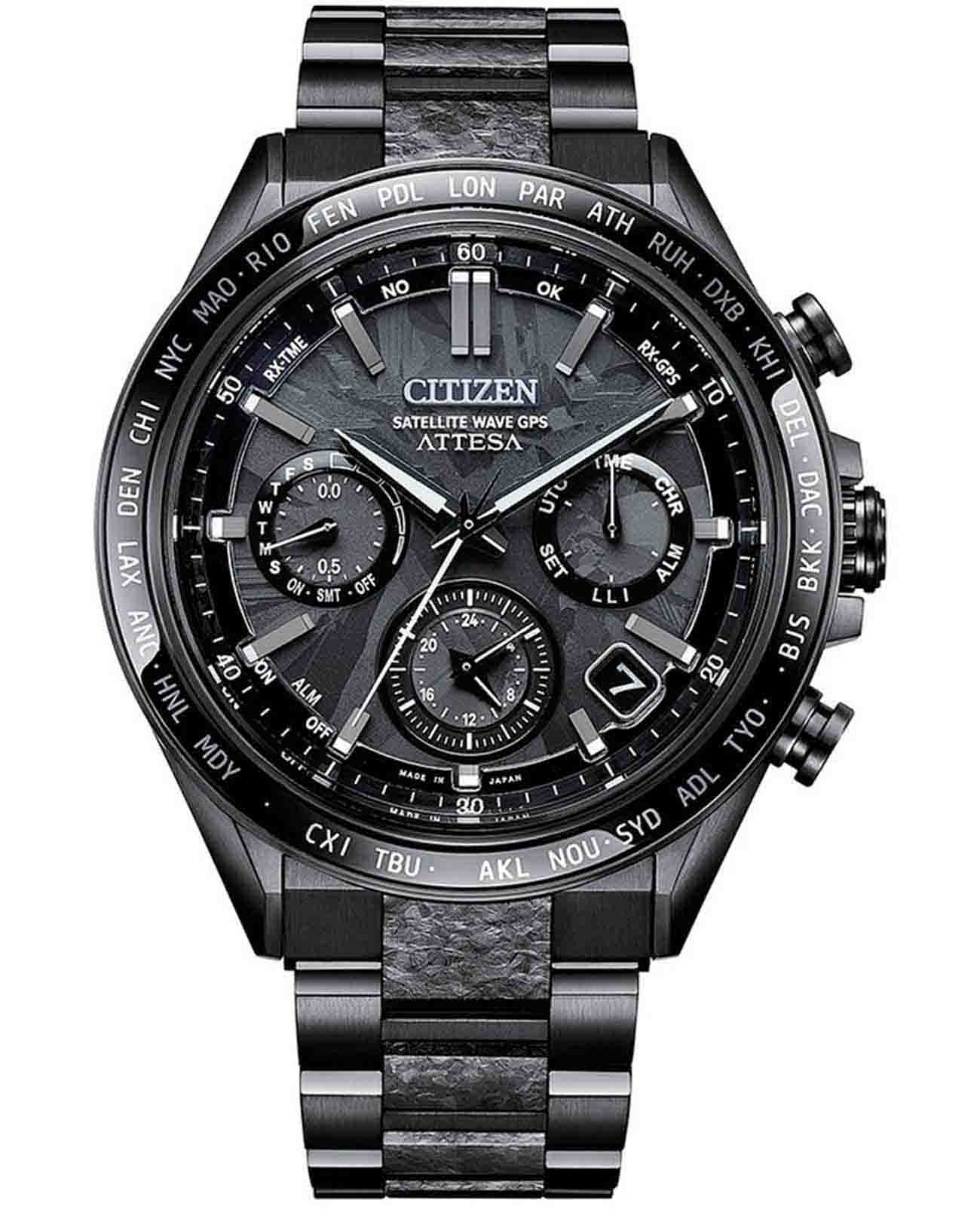 Citizen Citizen Attesa CC4067-66E  CC4067-66E кварцевые мужские часы серый циферблат, браслет титановый c dlc покрытием — вид спереди