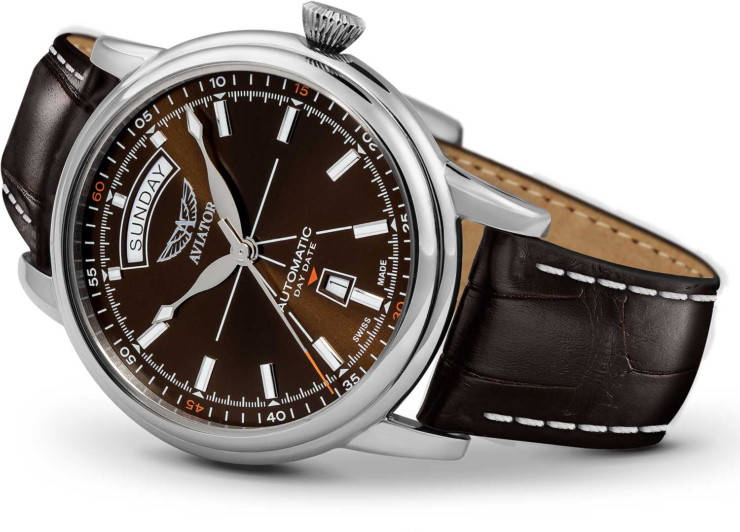 Aviator Aviator Douglas Day-Date V.3.20.0.140.4 , наручные мужские часы фото под углом