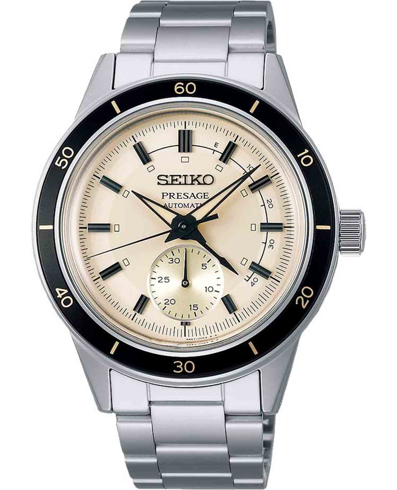 Seiko Seiko Presage SSA447  SSA447 механические мужские часы бежевый циферблат, браслет нержавеющая сталь — вид спереди