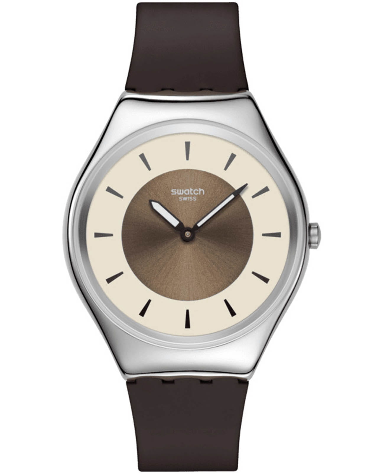 Swatch Swatch Skin Irony SYXS158  SYXS158 кварцевые мужские часы коричневый циферблат, браслет силикон — вид спереди