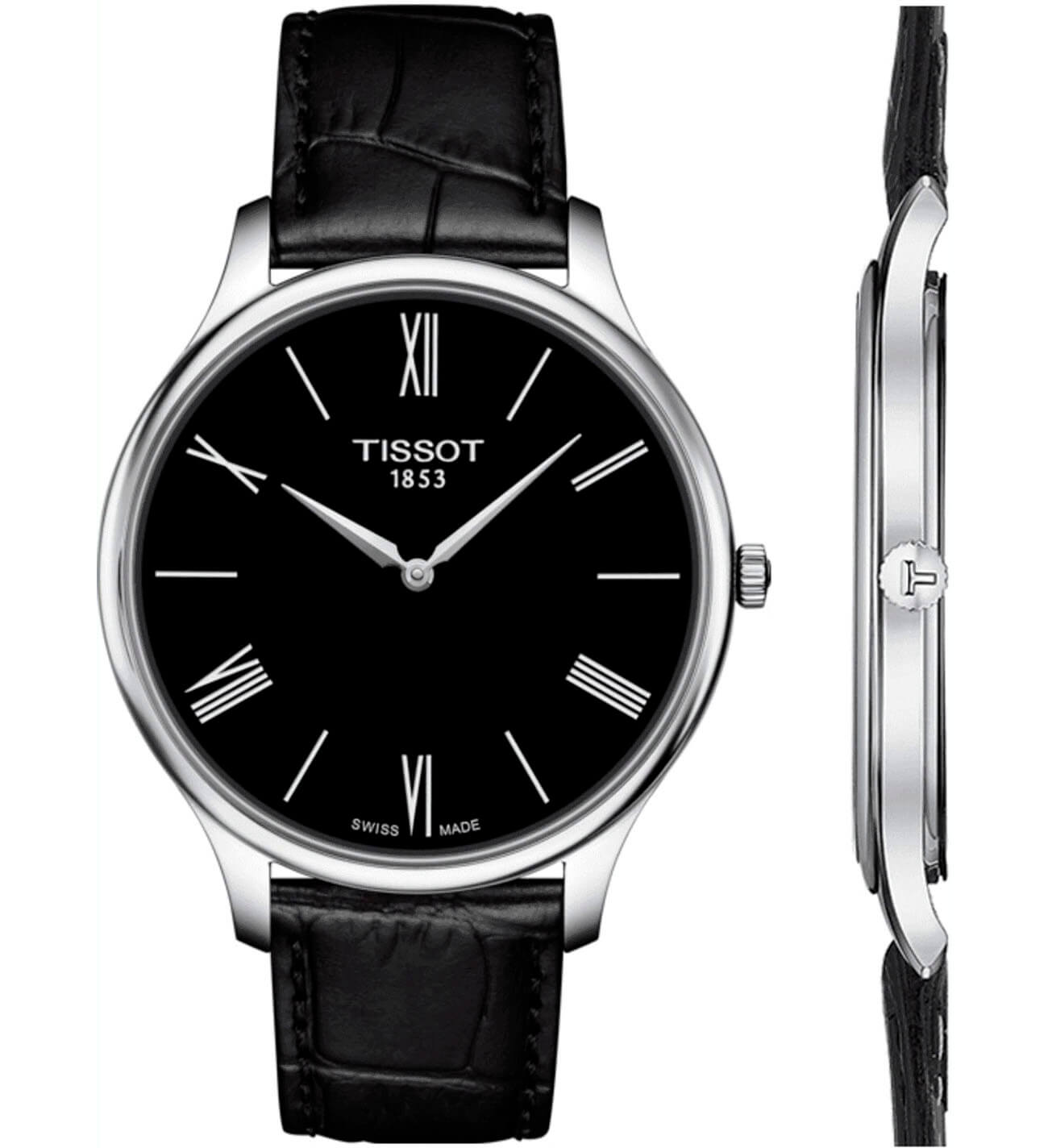 Tissot Tissot Tradition 5.5 T063.409.16.058.00, t-classic швейцария мужские часы на браслете кожаный боковой вид