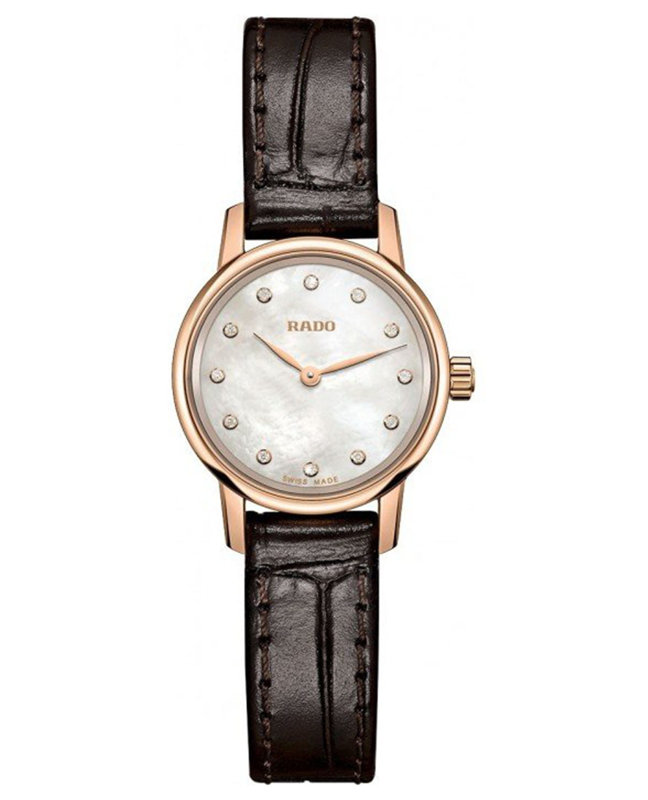 Rado Rado Coupole Classic Diamonds R22891915 Classic R22891915 кварцевые женские часы перламутровый циферблат, браслет кожаный — вид спереди