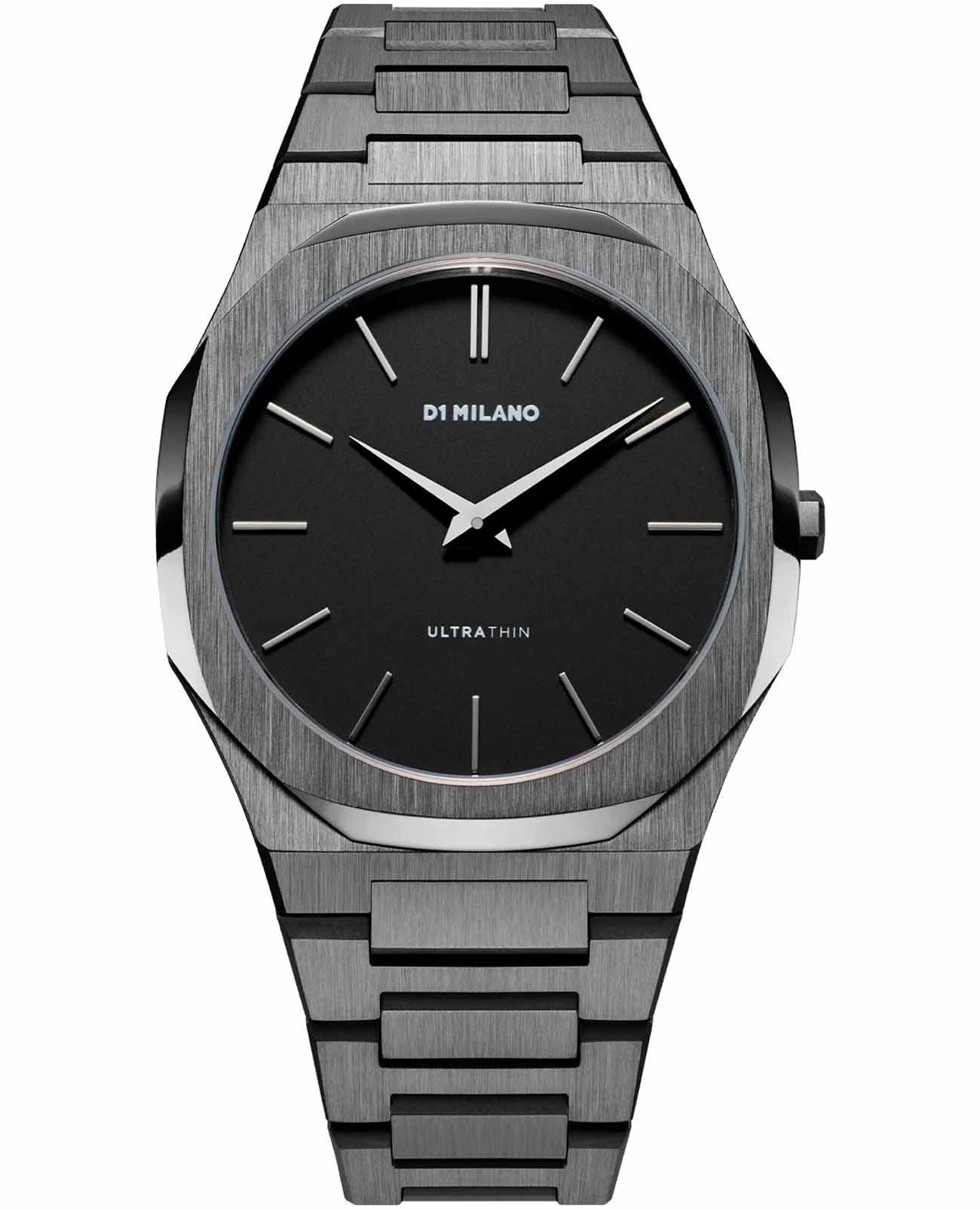 D1 Milano D1 Milano Ultra Thin UTBJ41  UTBJ41 кварцевые мужские часы черный циферблат, браслет нержавеющая сталь с pvd-покрытием — вид спереди