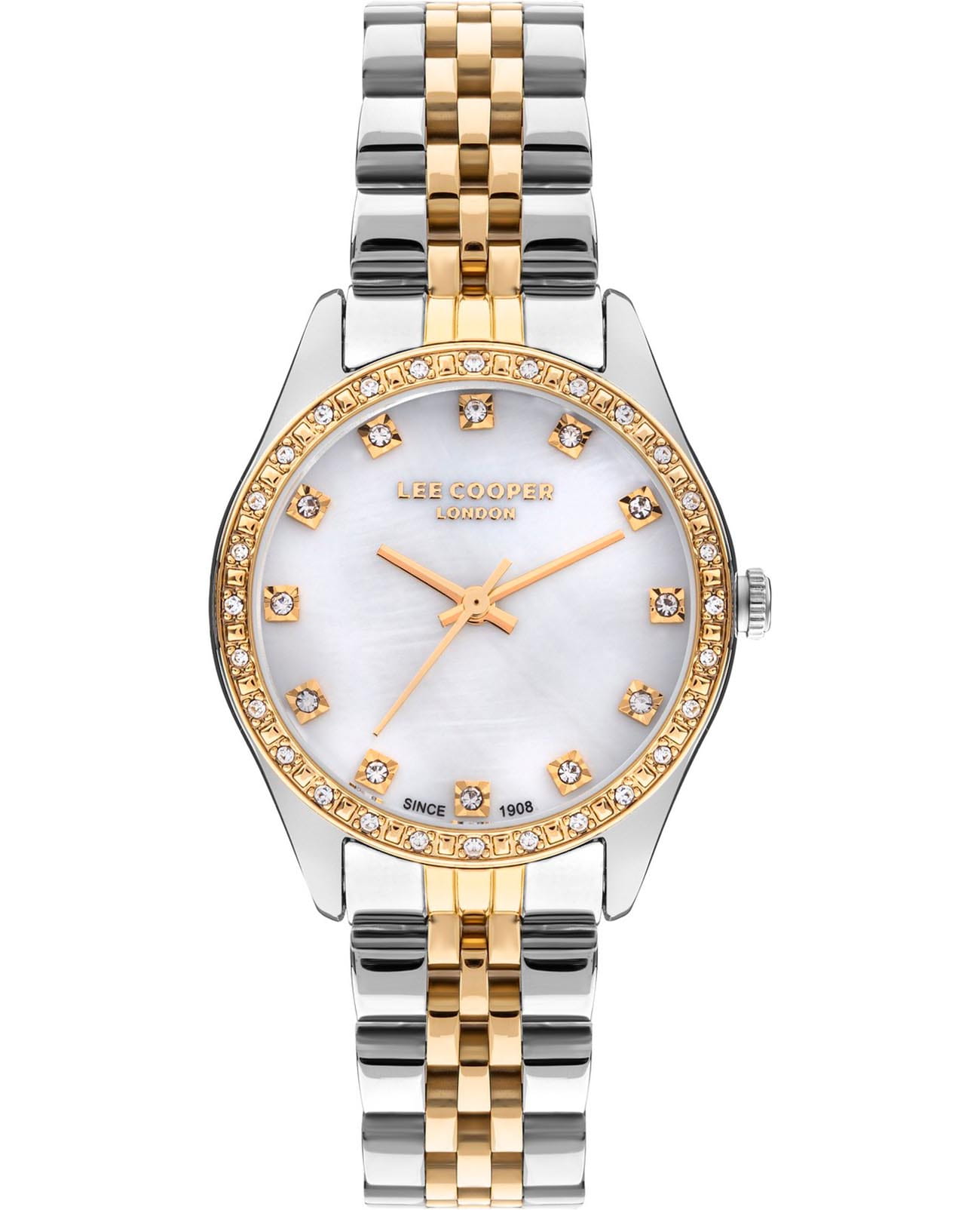 Lee Cooper Lee Cooper LC07818.220  LC07818.220 кварцевые женские часы белый циферблат, браслет нержавеющая сталь — вид спереди
