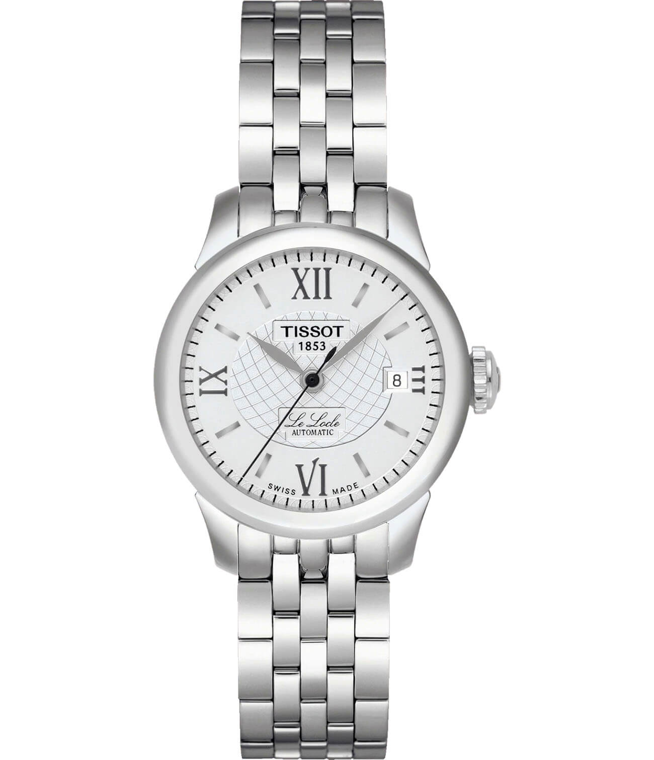 Tissot Tissot Le Locle Automatic Lady T41.1.183.33 Le Locle Automatic T41118333 механические женские часы белый циферблат, браслет нержавеющая сталь — вид спереди