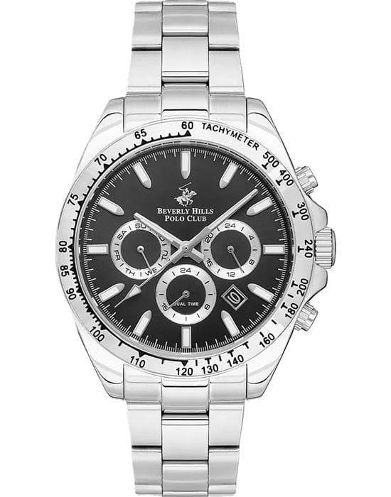 Beverly Hills Polo Club Beverly Hills Polo Club BP3127X.350  BP3127X.350 кварцевые мужские часы черный циферблат, браслет нержавеющая сталь — вид спереди
