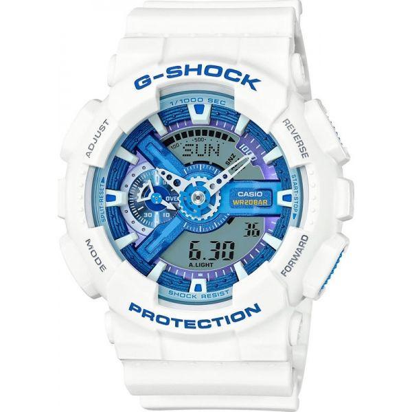 Casio Casio G-Shock GA-110WB-7A GA-110 GA-110WB-7A электронные мужские часы голубой циферблат, браслет пластик — вид спереди