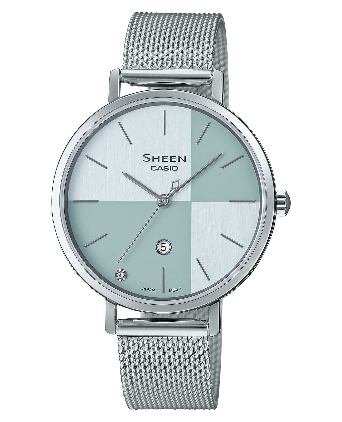 Casio Casio Sheen SHE-4547M-2A  SHE-4547M-2A кварцевые женские часы  циферблат, браслет нержавеющая сталь — вид спереди