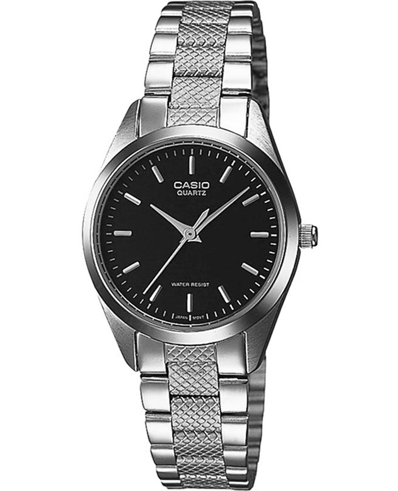 Casio Casio Collection LTP-1274D-1A  LTP-1274D-1A кварцевые женские часы черный циферблат, браслет нержавеющая сталь — вид спереди