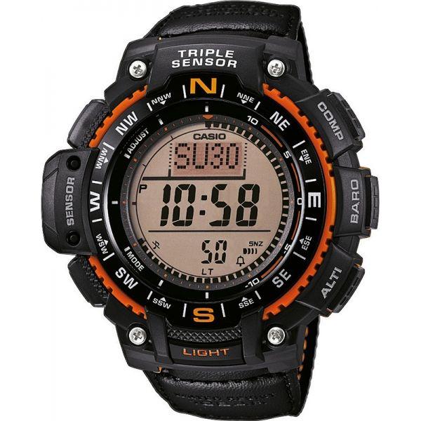Casio Casio Illuminator SGW-1000B-4A  SGW-1000B-4A электронные мужские часы розовый циферблат, браслет кожа + текстиль — вид спереди