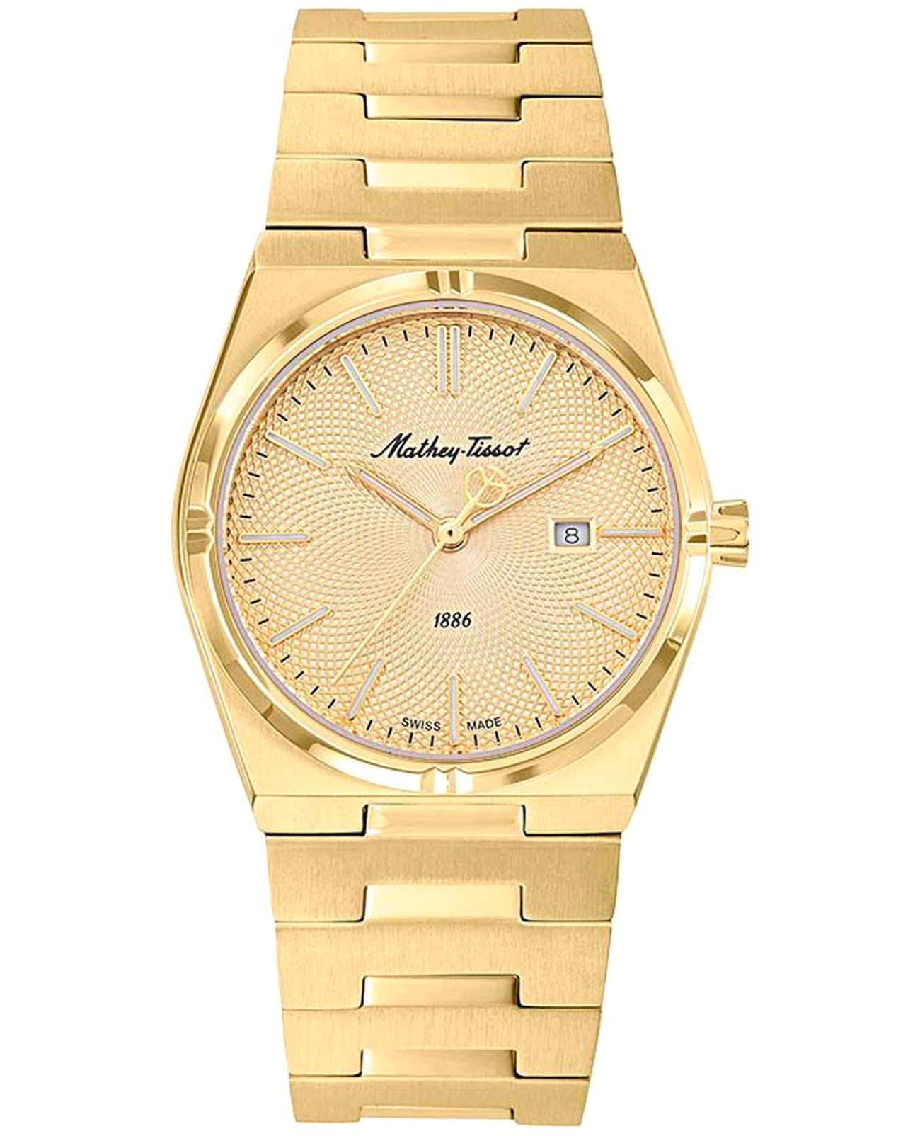 Mathey-Tissot Mathey-Tissot Zeus D118PDI  D118PDI кварцевые женские часы золотой циферблат, браслет нержавеющая сталь с pvd-покрытием — вид спереди